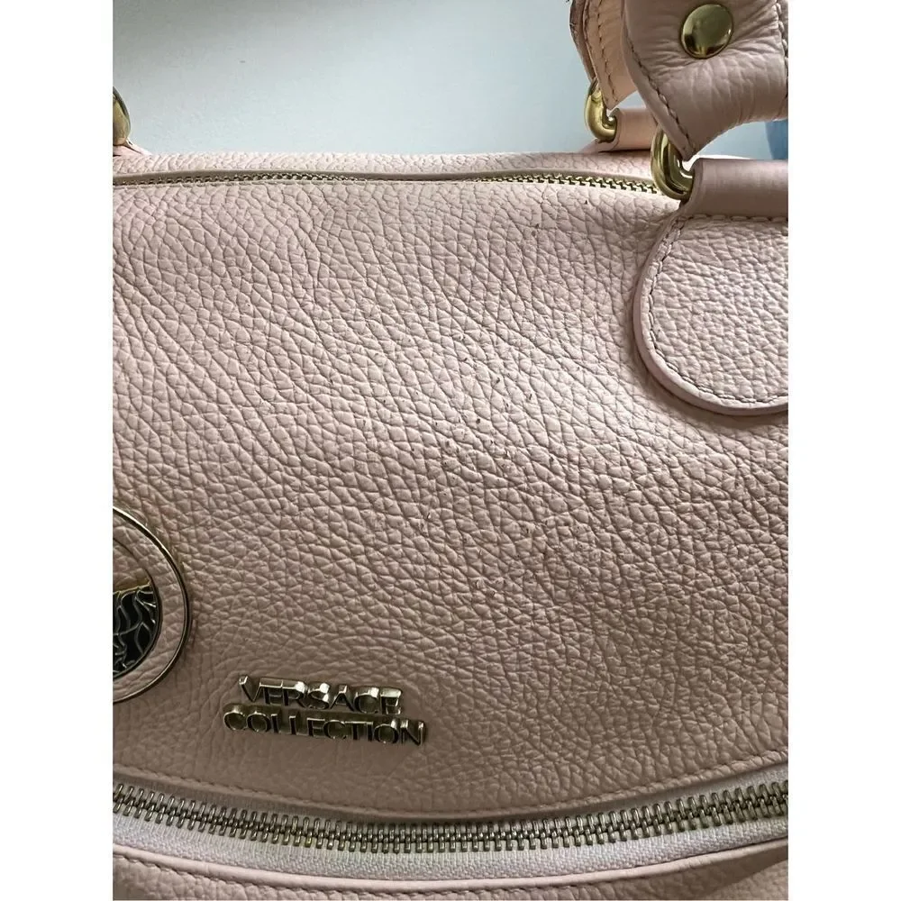 VERSACE COLLECTION Pebbled Leather Pink Handle Bag